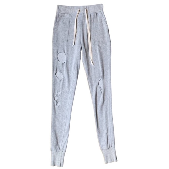 POL Women's Track pants Skinny Leg sweatpants Joggers Distressed Grey Size Small - Picture 1 of 11